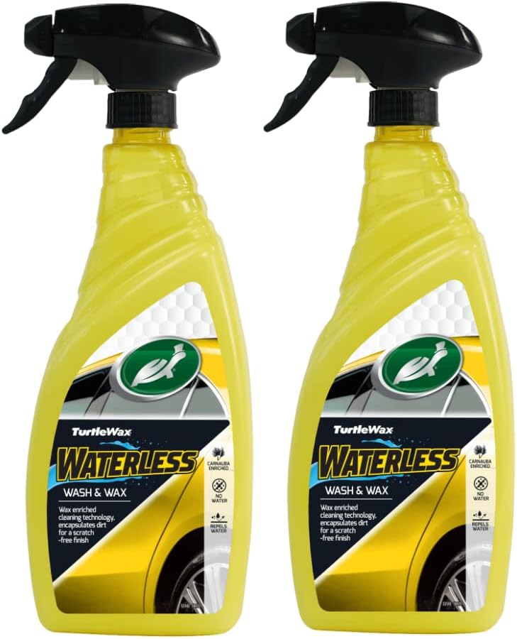 Turtle Wax 53143 Wash & Wax Waterless Car Cleaning Spray - 1 Step Car Shampoo Without Water (2 x 750ml)