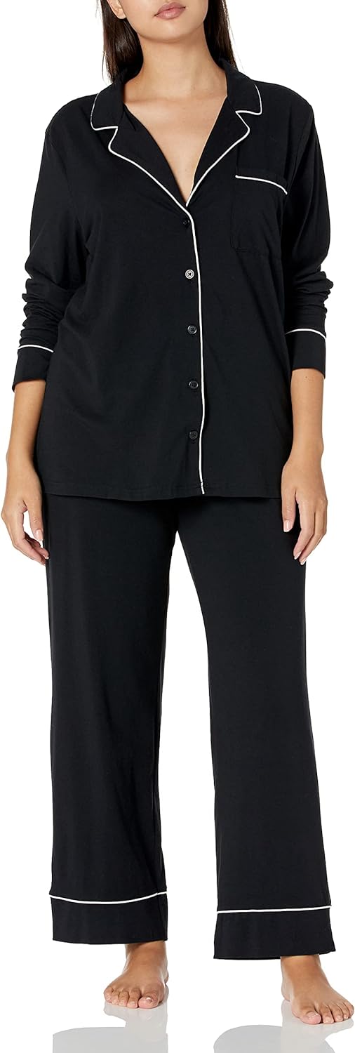 Amazon Essentials Women's Cotton Modal Long-Sleeve Shirt and Full-Length Bottom Pajama Set