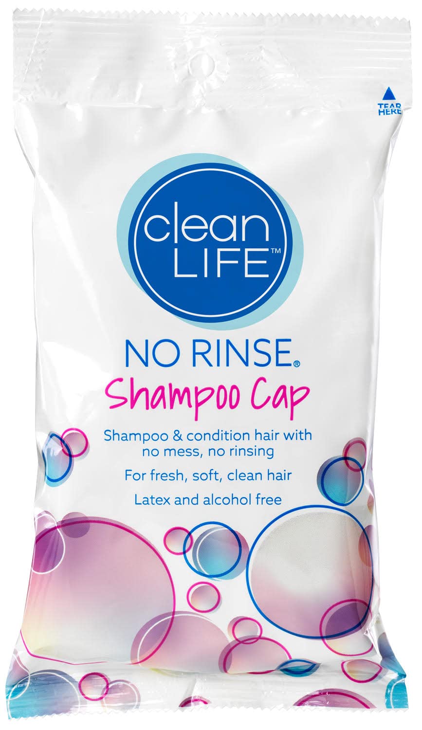 No-Rinse Shampoo Cap by Cleanlife Products, Shampoo and Condition Hair with no Water or Rinsing - Microwaveable, Rinse-Free, Latex-Free and Alcohol-Free