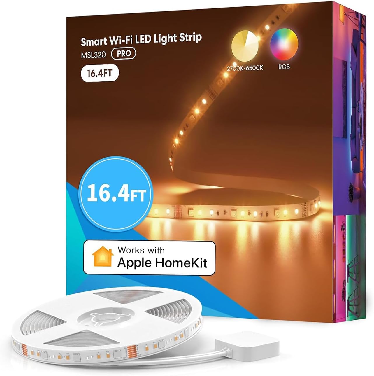 Meross Led Strip Light 5M LED Light Strip Compatible with Apple HomeKit Siri Alexa Voice Control and Remote Control, RGB Color Changing Led Strips for Home, Bedroom