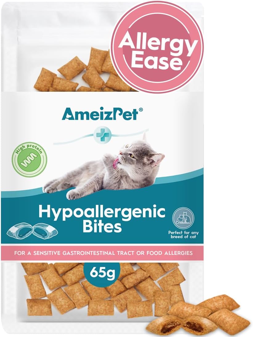 AmeizPet Hypoallergenic Cat Dry Food, Hypoallergenic Cats Treatment, Treats for Hypo-allergenic Cats - Crunchy Cat Biscuits 65 g (2.3 oz)