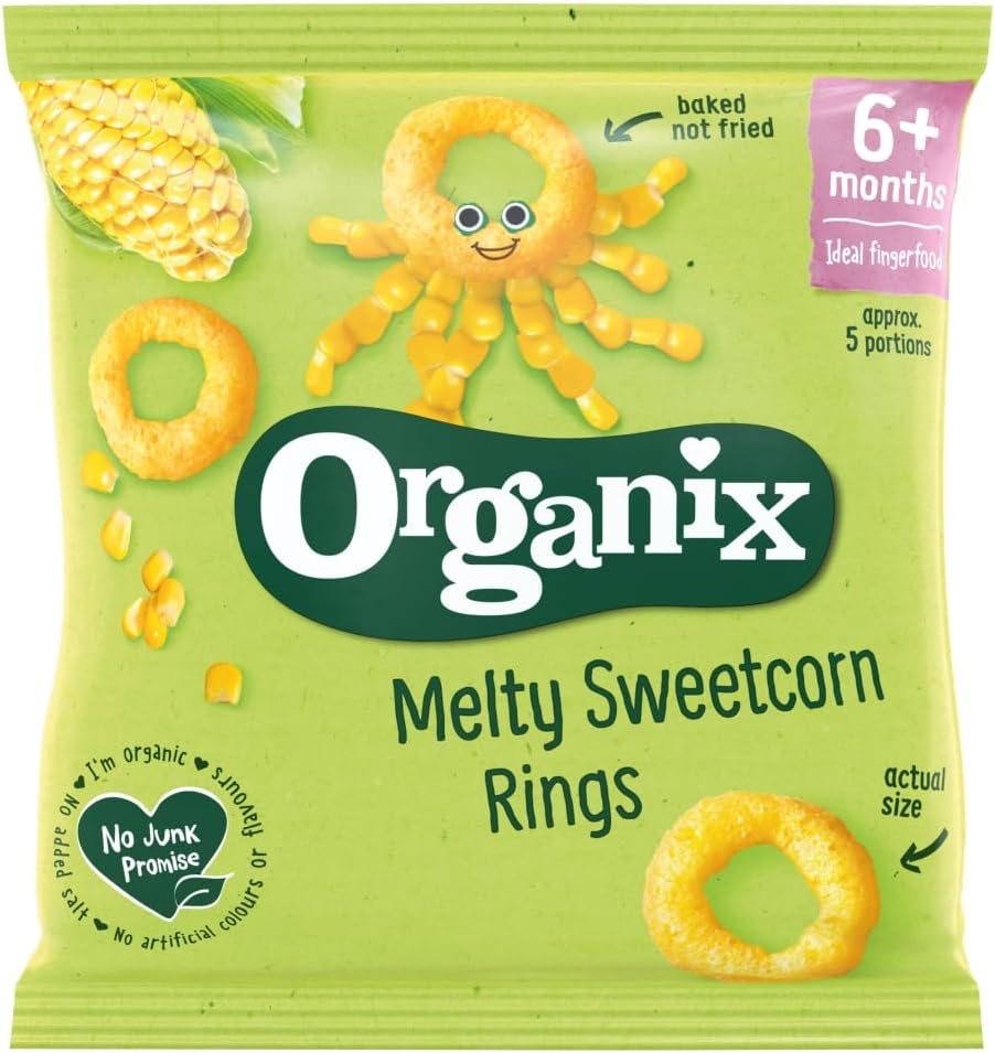 Organix Finger Foods Sweetcorn Rings, 20g