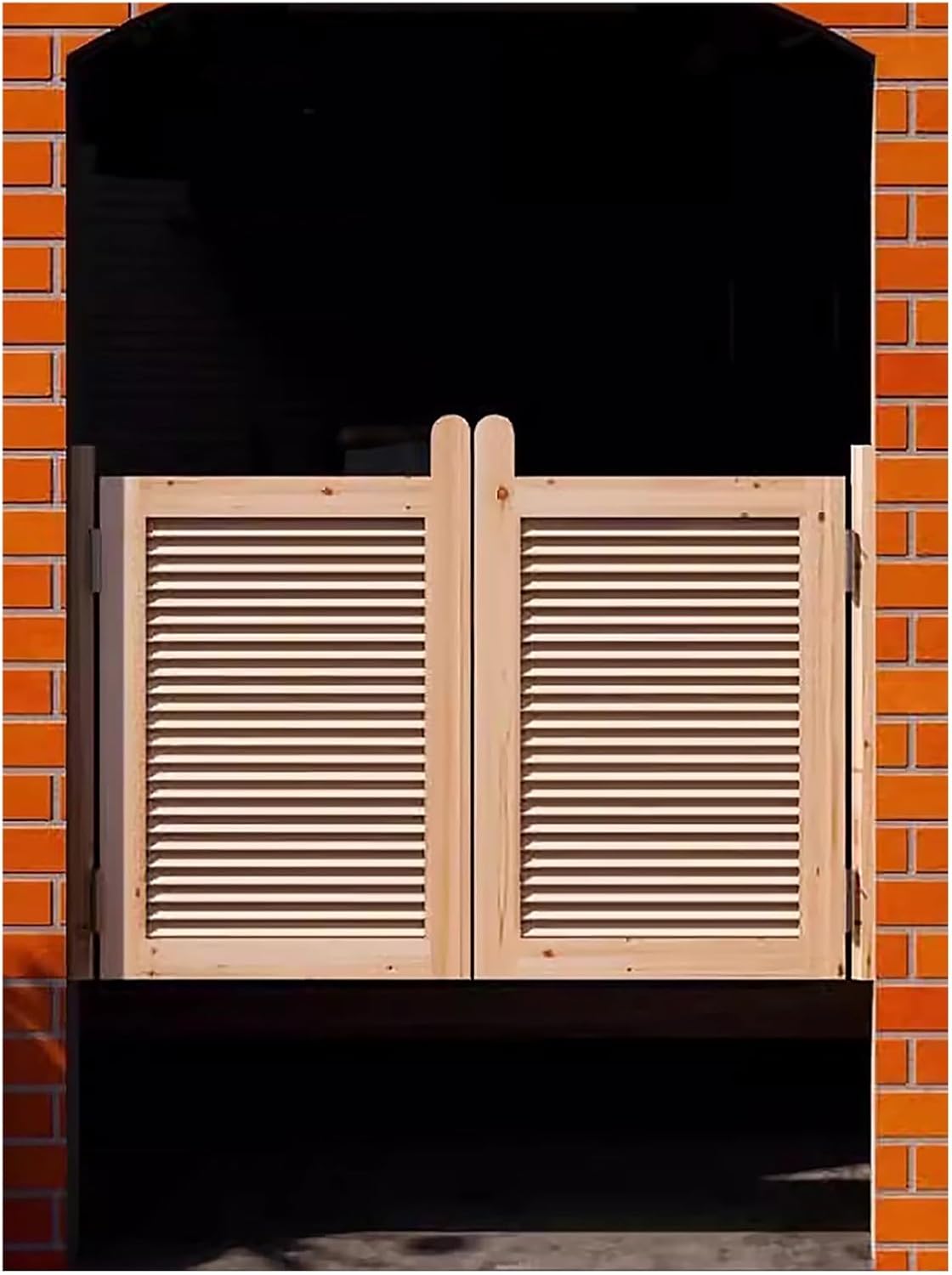 Louvered Swing Doors,Commercial Kitchen Swinging Double Doors 57" W x 43" H Solid Wood Louvered Swing Door with Auto Closing Feature for Shop Exit Nursery or Outdoor Shower Enclosure 140cm W