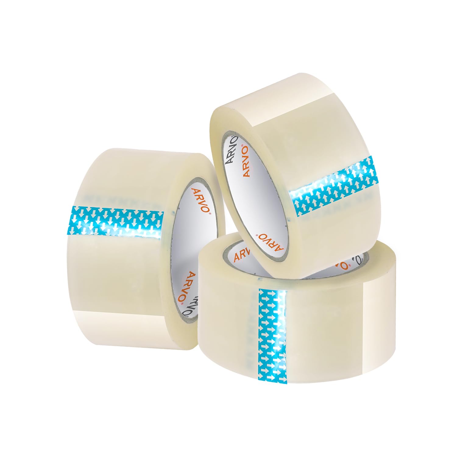 ARVO Clear Packing Tape 3 Rolls with Low Noise (48mm x 60m) - Durable Parcel Sealing Tape for Packing Boxes, Secure Packaging for Moving House