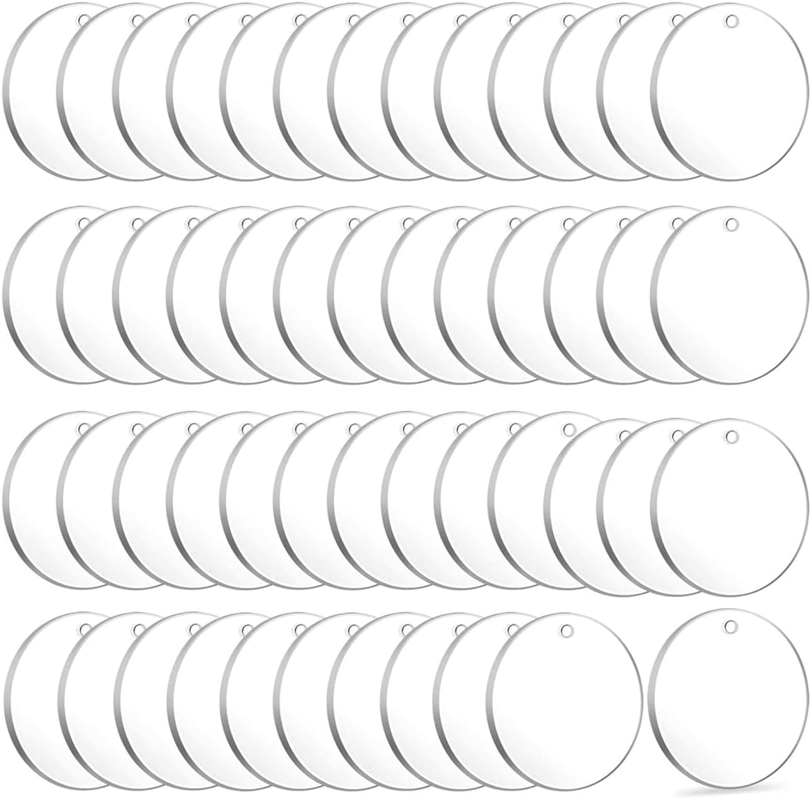 Heshebuy 50 Pieces Acrylic Keychain Blanks - Circles Clear Acrylic for DIY Crafts and Crafting