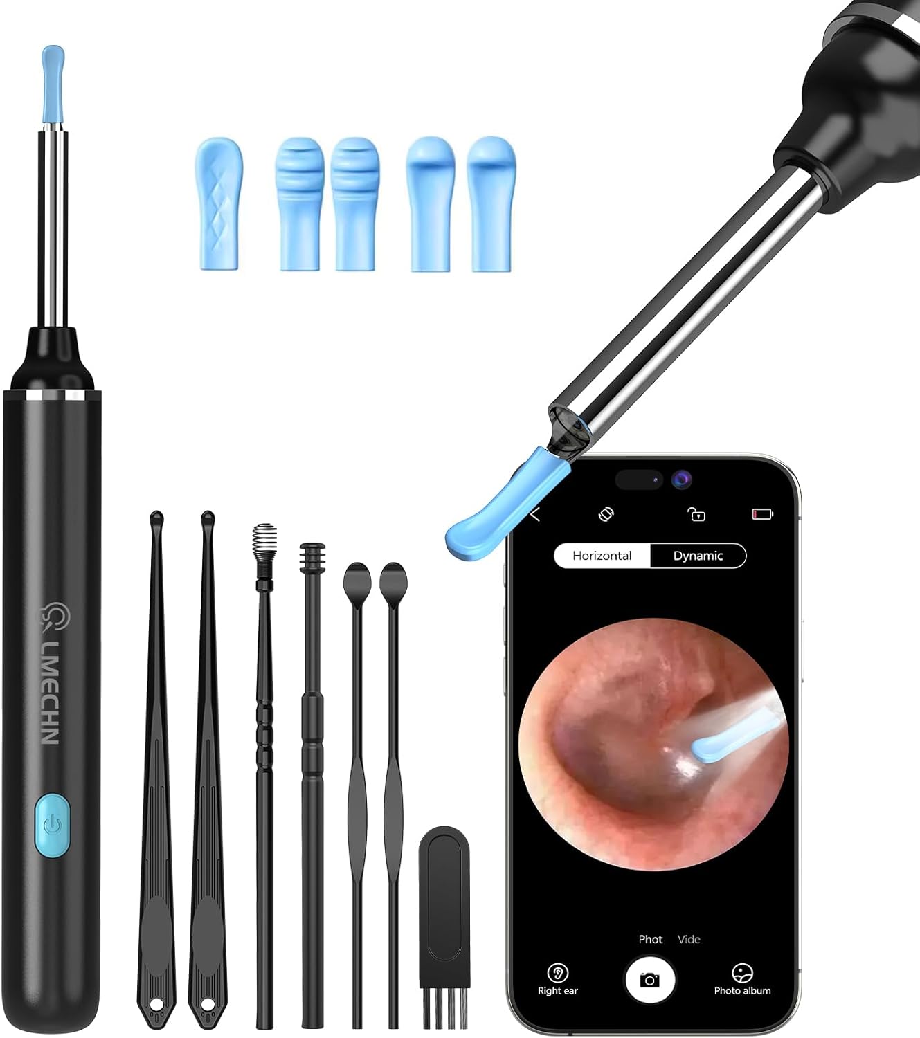 Ear Wax Removal Kit, Earwax Remover Tool with 1080P Camera Ear Cleaner with Light, Ear Camera Otoscope with 8 Ear Spoon Ear Wax Removal for iPhone & Android Smart Phones