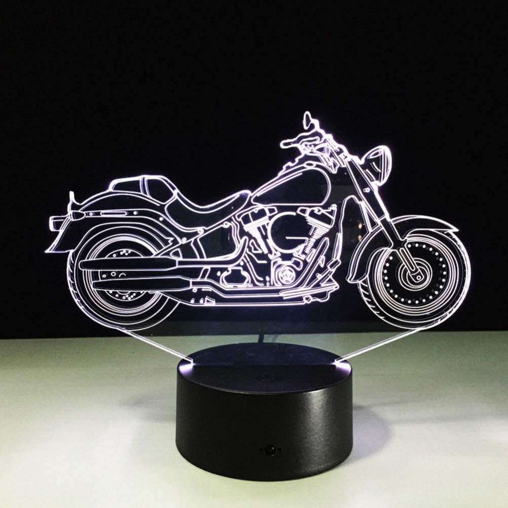 Mobestech 3D Motorcycle Night Light 3D Illusion Lamp LED Motorcycle Table Lamps 7 Colors Touch Light Bedroom Decorations Centerpieces