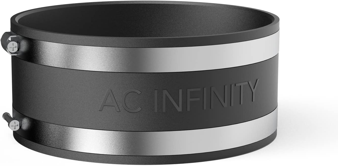 AC Infinity Noise Reduction Clamp 6-Inch, Duct Coupler with Stainless Steel Clamps, Flexible Rubber Coupling for Inline Fans and Carbon Filters in Growing and HVAC