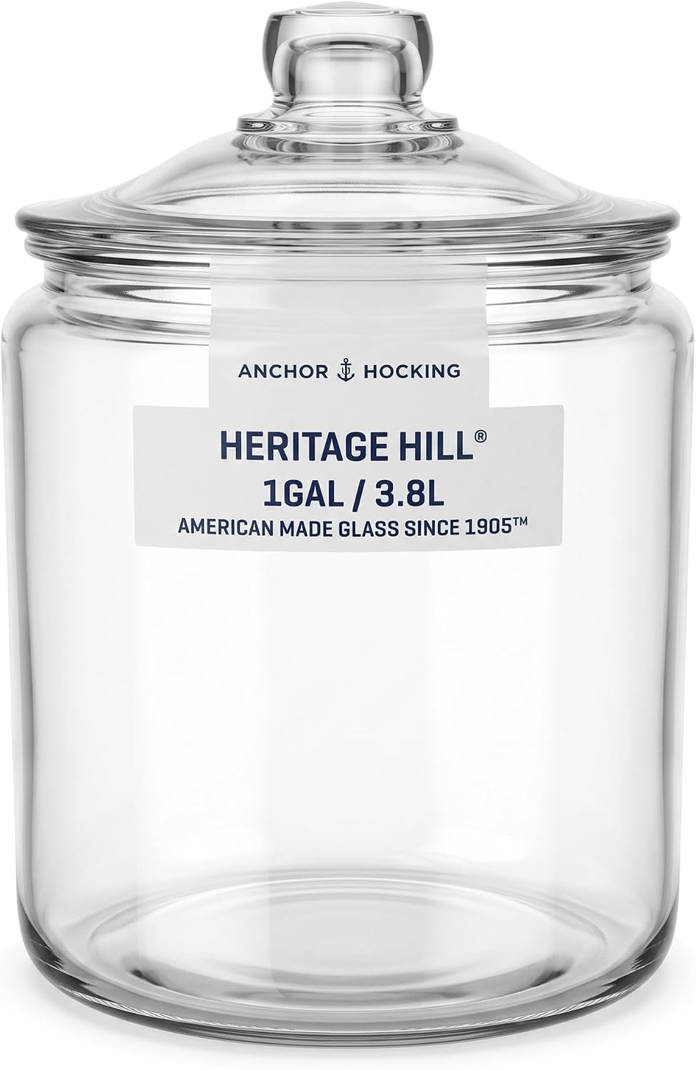 Anchor Hocking 3.8L Glass Biscuit Jar with Lid, 1 Gallon Storage Jar