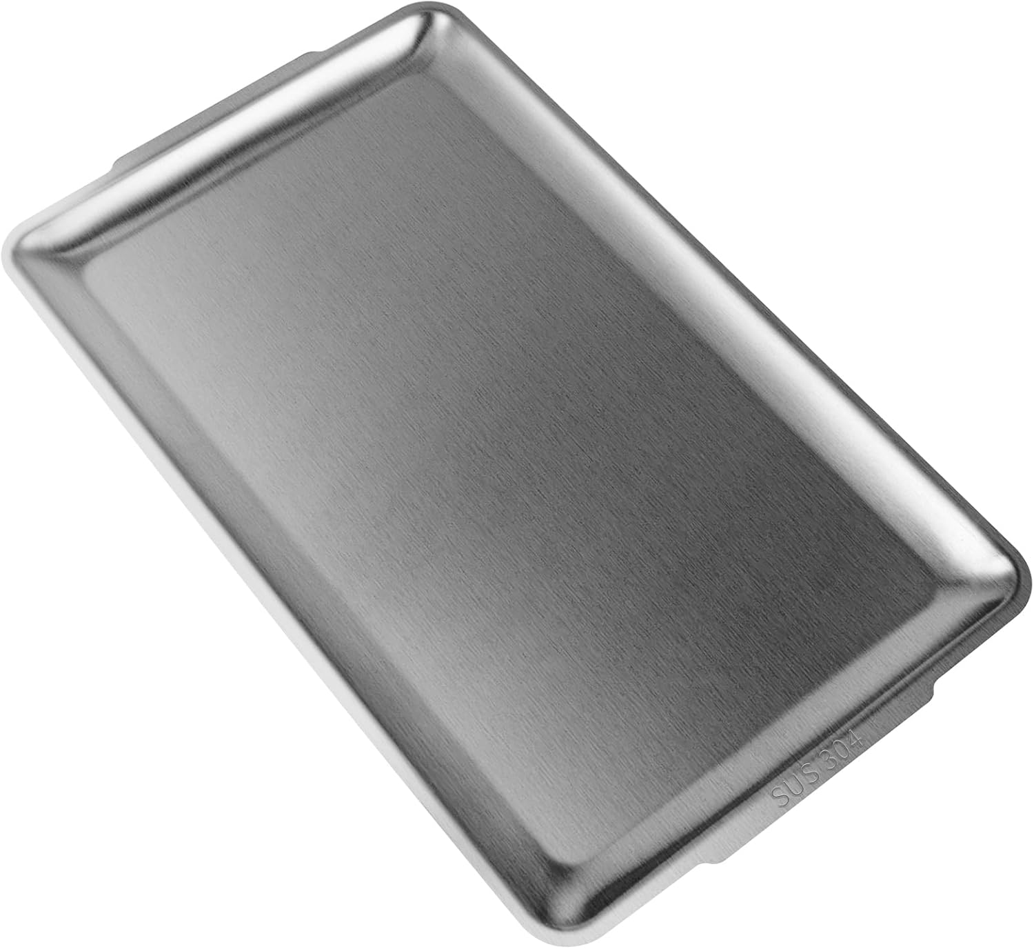 Large 304 Stainless Steel Serving Platter, 15.7" Rectangle Camping Plate, Vanity Organizer Tray for BBQ, Party, Buffet, Appetizer, Bathroom Supplies (Brushed Nickel)