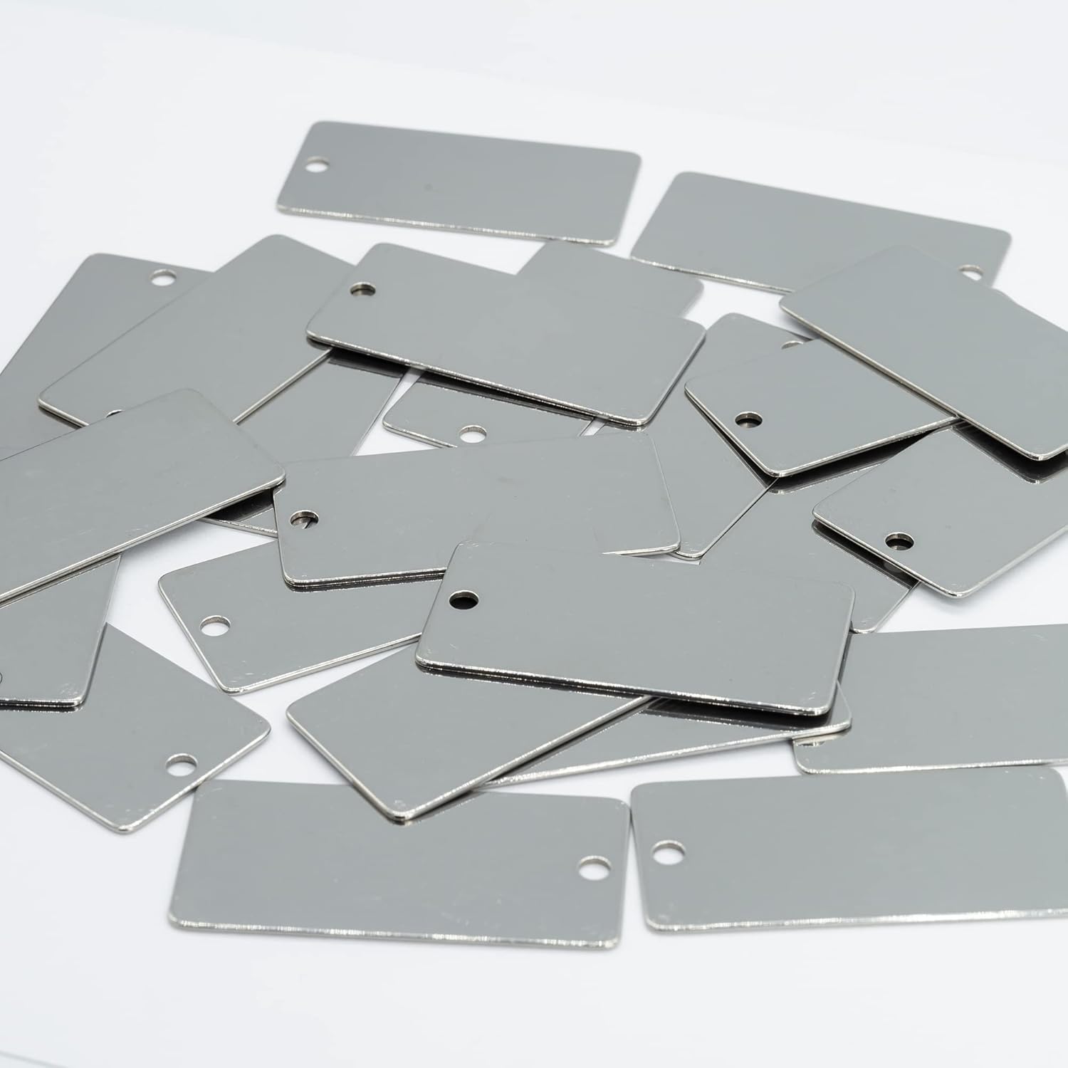 StayMax 100 Pack Engraving Blanks Stamping Blanks Stainless Steel Rectangle Blank Tags 1 Inch x 2 Inch