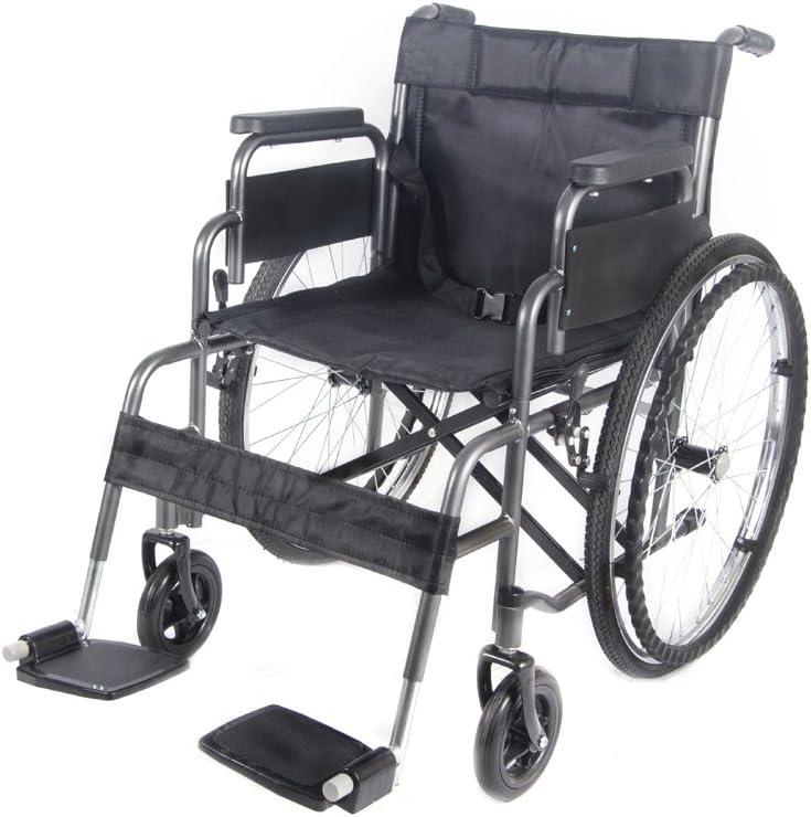 Panana All AID Wheelchair Foldable Self Propelled Lightweight Transit Travel Wheelchair (Grey, 24'' Wheel)