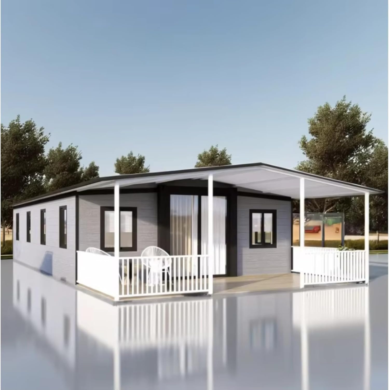 20FT/40FT Luxury Tiny Home with 3 Bedrooms, Kitchen & Bathroom, Prefab Tiny House to Live in for Adults, Movable Container House Foldable Vacation Cottage, Backyard Guest House