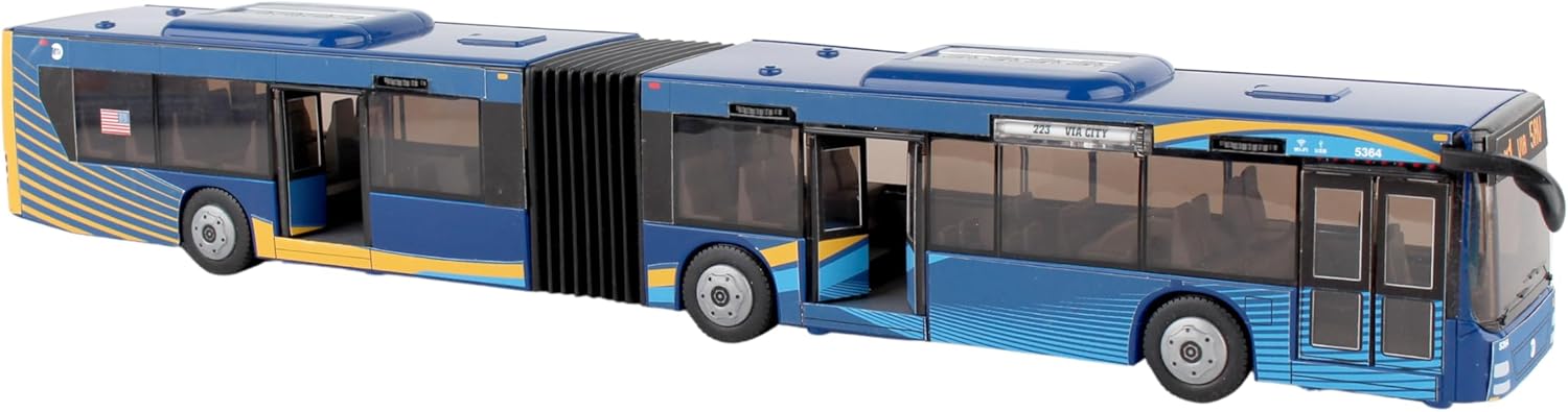 Daron MTA New York City Bus 16" Articulated Bus RT8571 Toy, Blue , Brown