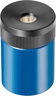 STAEDTLER pencil sharpener, premium quality sharpener with screw-on lid, prevents accidental openings, compact size for pencil case and work-station, 511 63BK (Pack of 1) , Assorted colors.