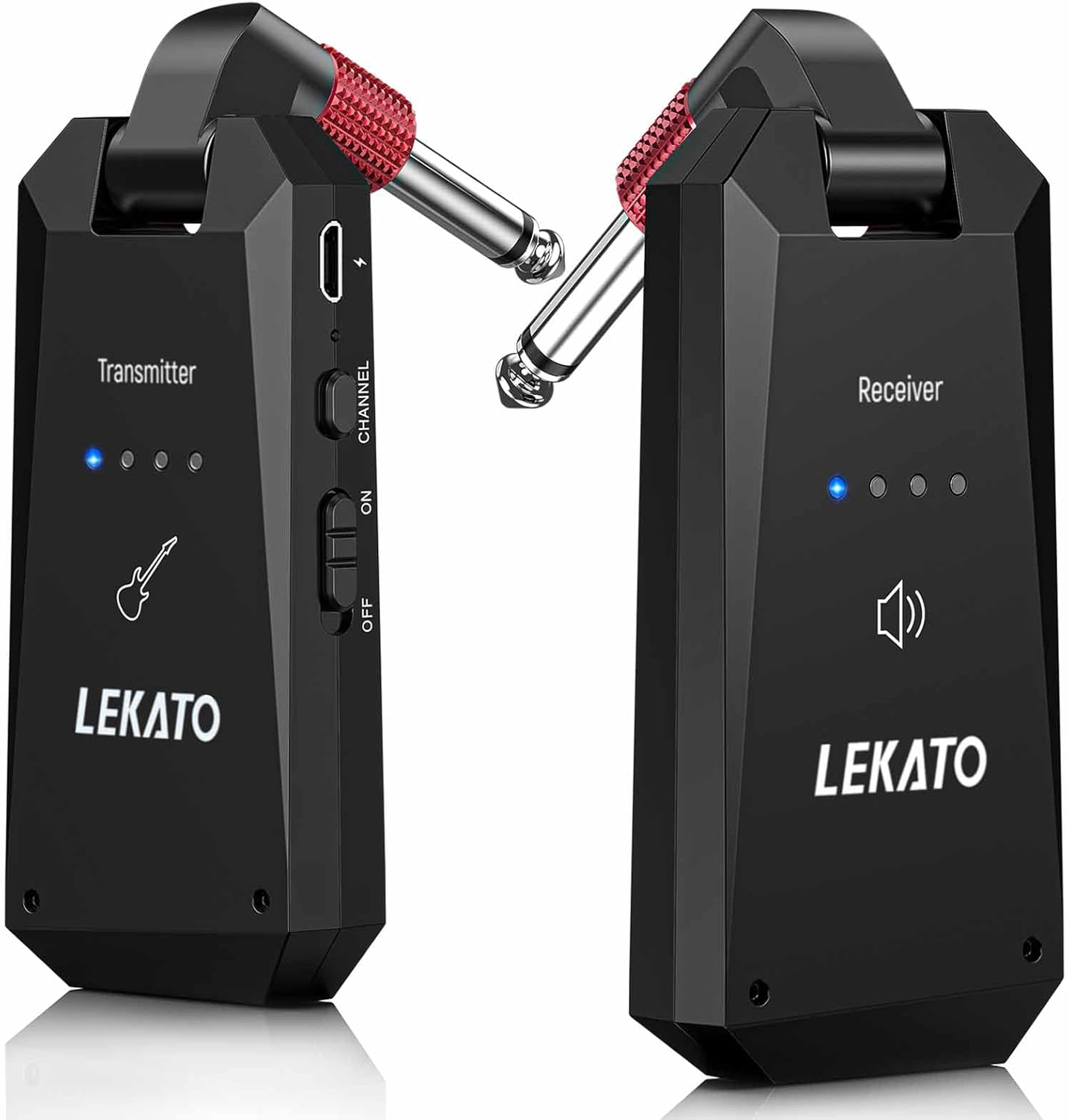 LEKATO 5.8Ghz Wireless Guitar Transmitter Receiver, Strong Anti-Interference Instrument Wireless System,Digital Audio Cordless Guitar Bass System High Frequency for Electric Guitars, Bass(WS90)