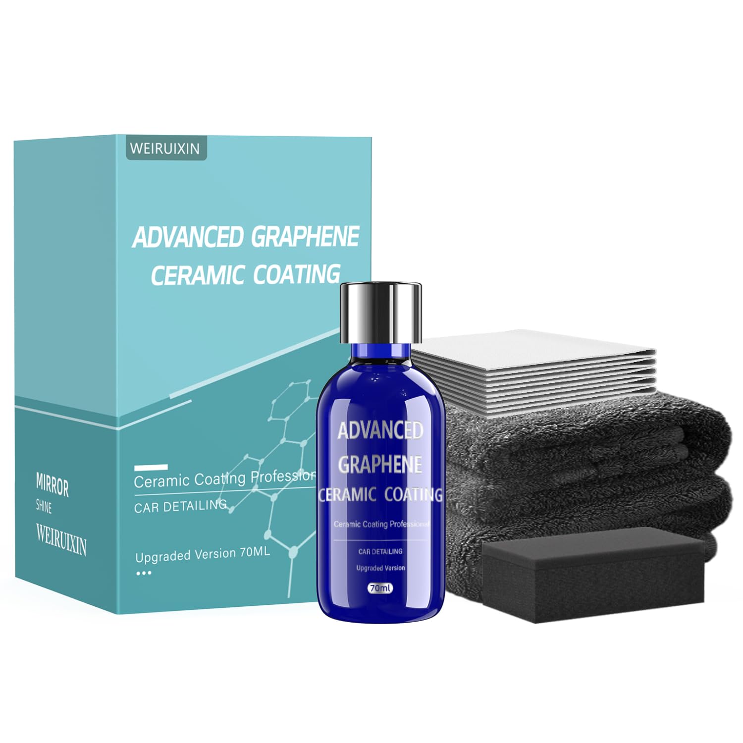 Advanced Graphene Ceramic Coating for Cars(70ML),12H Graphene Coating for Auto Car Detailing,10+ Years of Long Lasting Car Protection,Gloss Hydrophobicty Anti Scratch