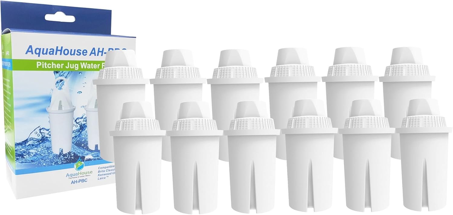 12x AquaHouse AH-PBC Universal Classic Jug Filter Compatible with BRITA Classic Water Filter Cartridge Jugs