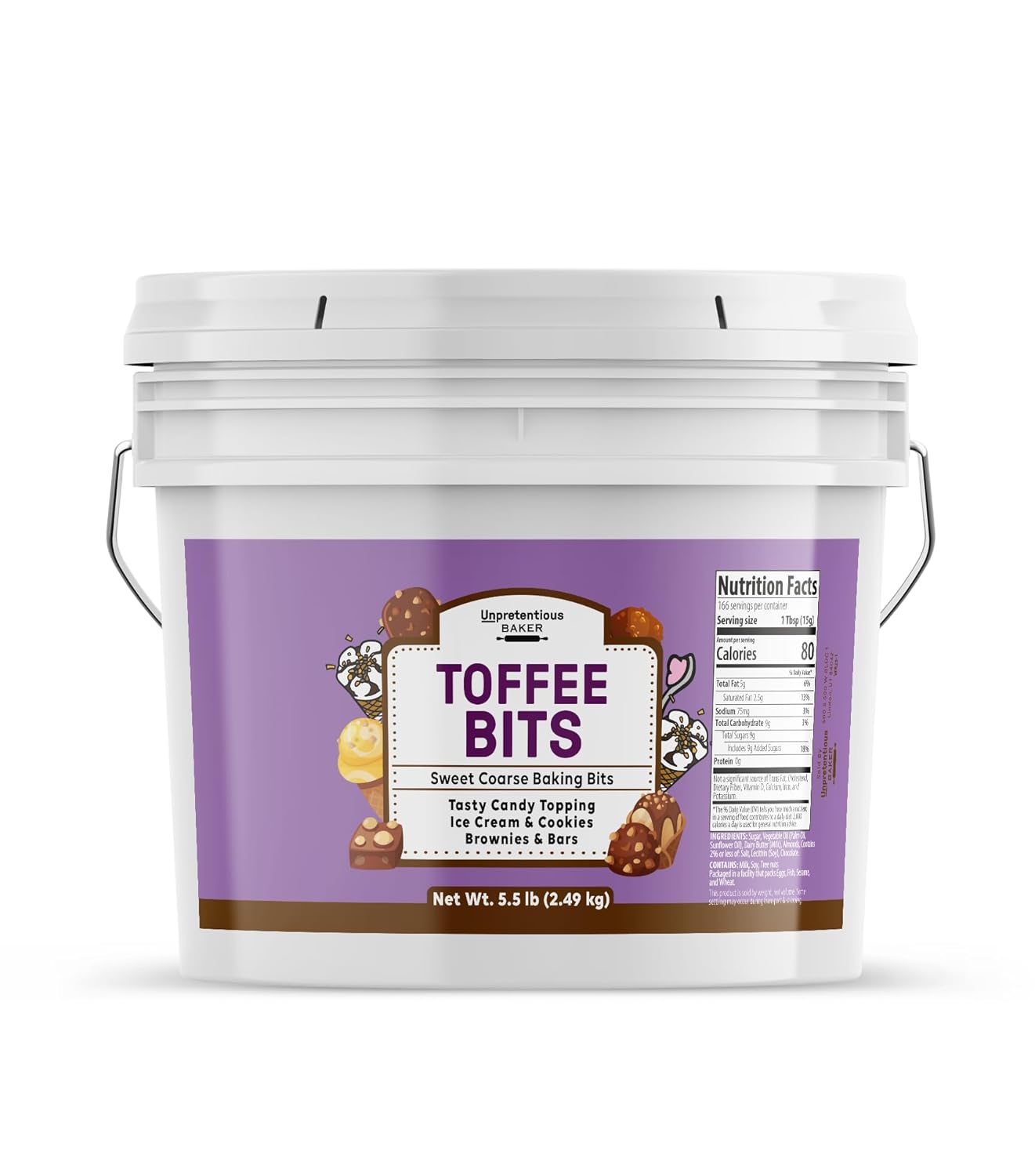 Unpretentious Toffee Bits, 1 Gallon, Ice Cream Topping, Baking, Desserts