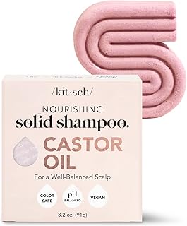 Kitsch Castor Oil Shampoo Bar for Hair Growth,Hydrating & Moisturizing | Vegan & All Natural Solid Shampoo | Made in USA | for Dull & Dry Hair | Strengthens Hair | Paraben Free, 3.2oz