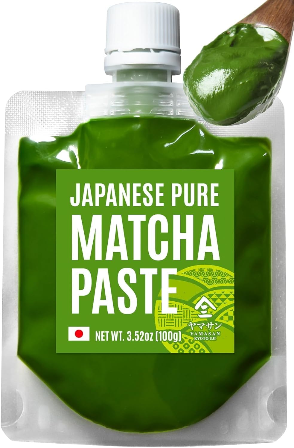 YAMASAN KYOTO UJI Japanese Pure Matcha Paste, Handy for Baking and Cooking, Easy to Add Matcha Color and Flavor, No Additives, Gluten-Free, Vegan, Made in Japan (100g)