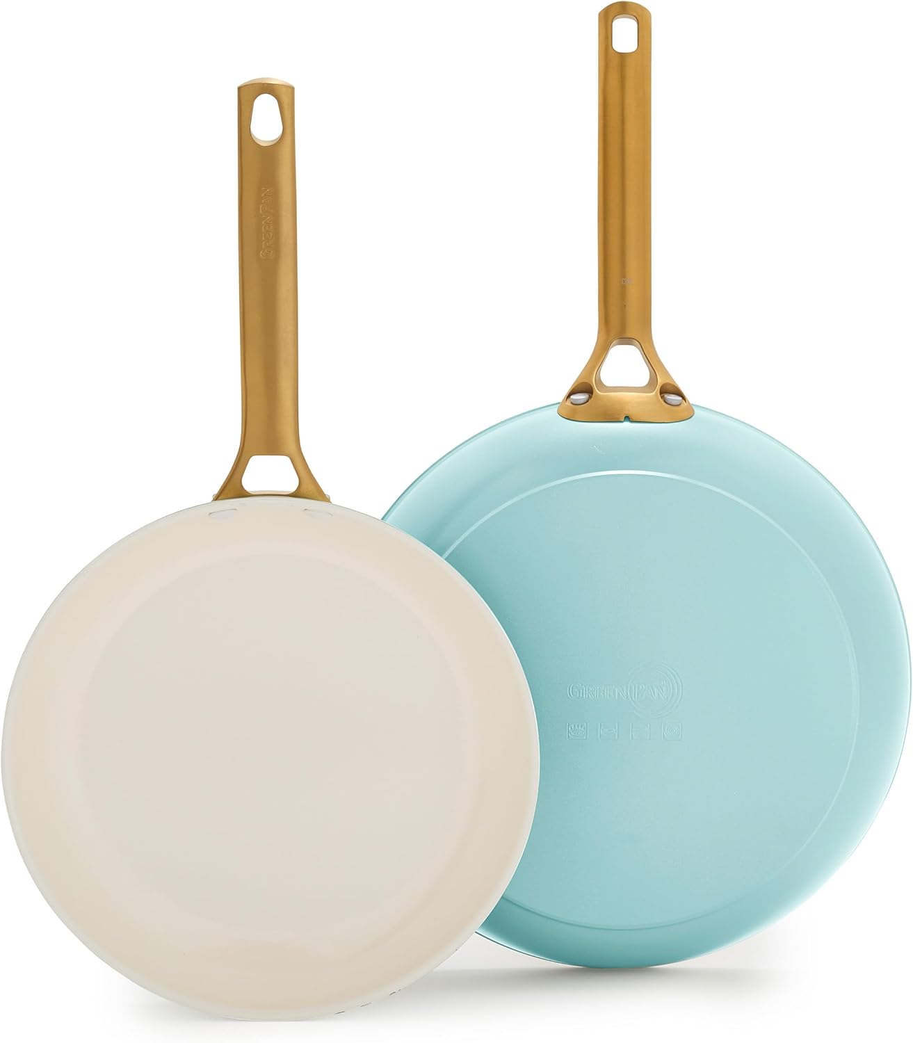 GreenPan Nonstick Reserve Pro 10” & 12” Frying Pan Set, NSF Certified Ceramic, Hard Anodized PFAS-Free Skillets, Stainless Steel Handles, Oven & Dishwasher Safe, Seaside Blue