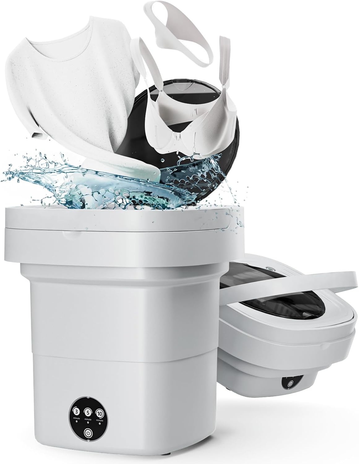 iJoy Portable Washing Machine Large Capacity Mini Portable Washing Machine for Dorms, Apartments and Hotels - Deep Cleaning Small Washing Machine for Underwear and Small Clothes. (White 12L)