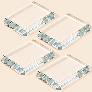 Seajan 4 Pcs Rectangular Glass Paperweight Clear Glass Block Paperweight Decorative Tiles Paper Weights for Book Crafts Projects Home Decor Ornaments