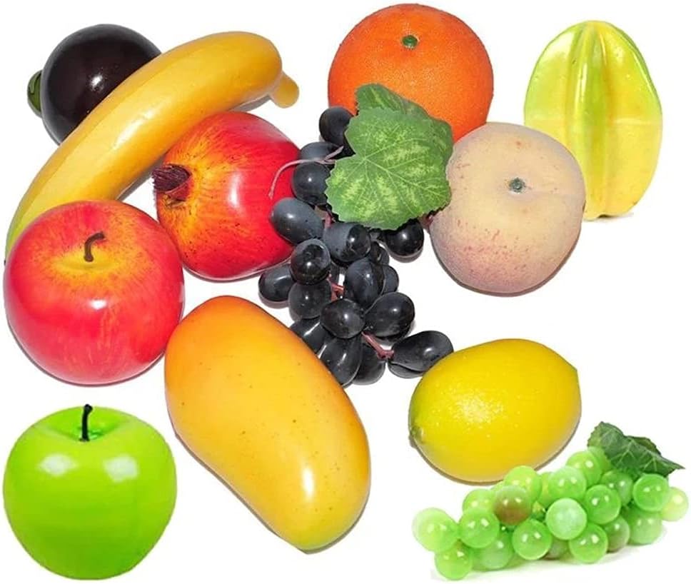 Set of 12 Mixed Different Fruits, Artificial Fruits Pack, Simulation Fruit Set, Fake Fruits for Home Decor, Kitchen Decoration, Party Chirstmas Decortion, Fruit Modle for Photoshoot