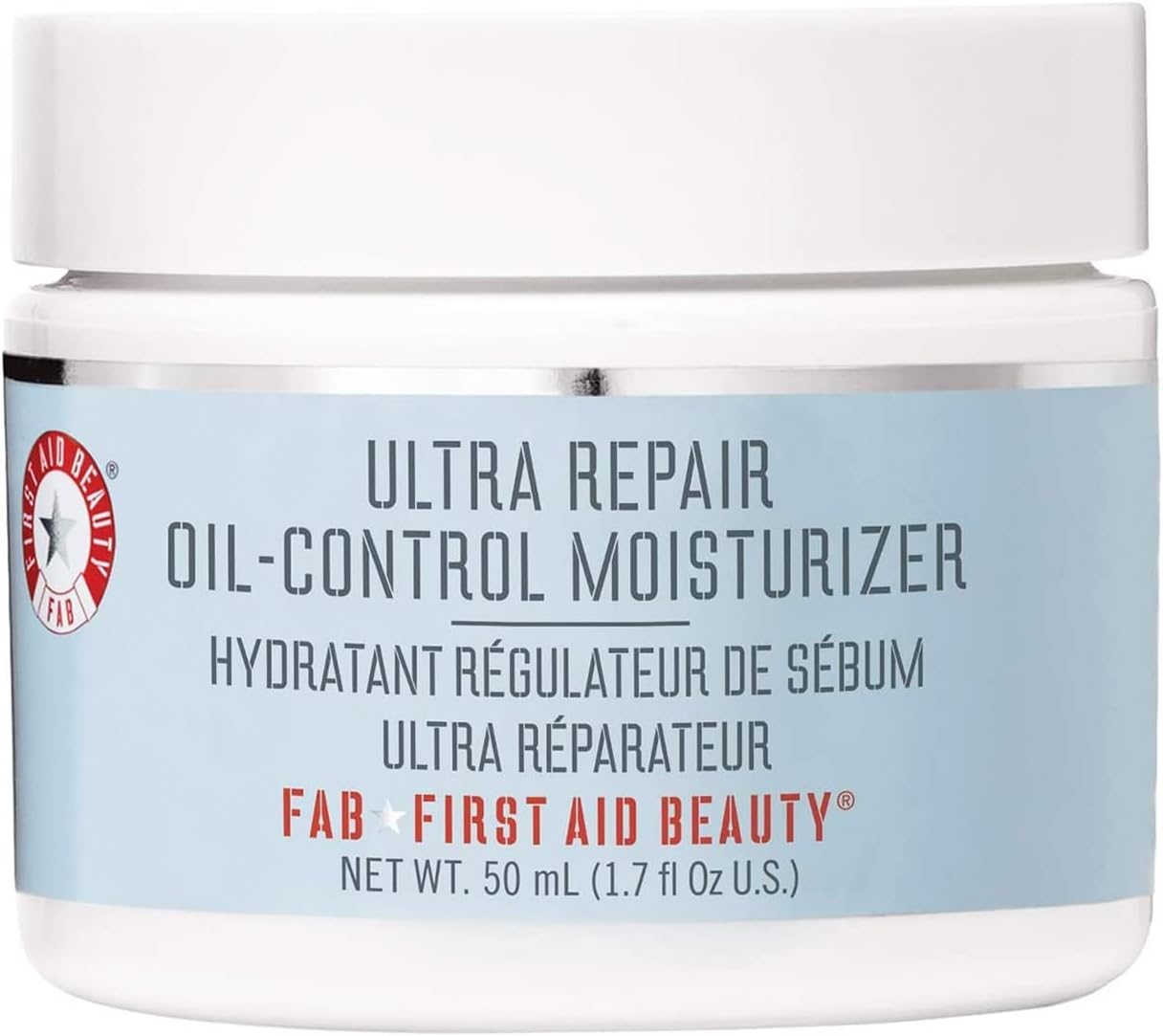 First Aid Beauty - Ultra Repair Oil-Control Moisturiser, Weightless Hydrating Mattifying Cream, Helps Minimise Pores for All Day Shine-Free Skin, Alcohol & Oil Free, Safe for Sensitive Skin, 50 mL