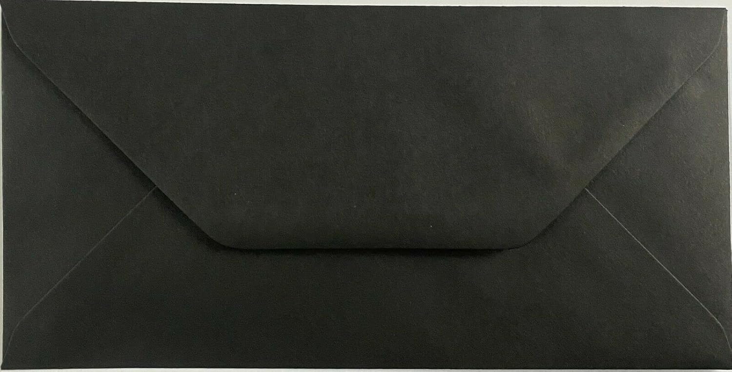 DL (110mm x 220mm) Coloured Envelopes for Greetings Cards Party Invitations & Craft - Pack of 30 (Black)