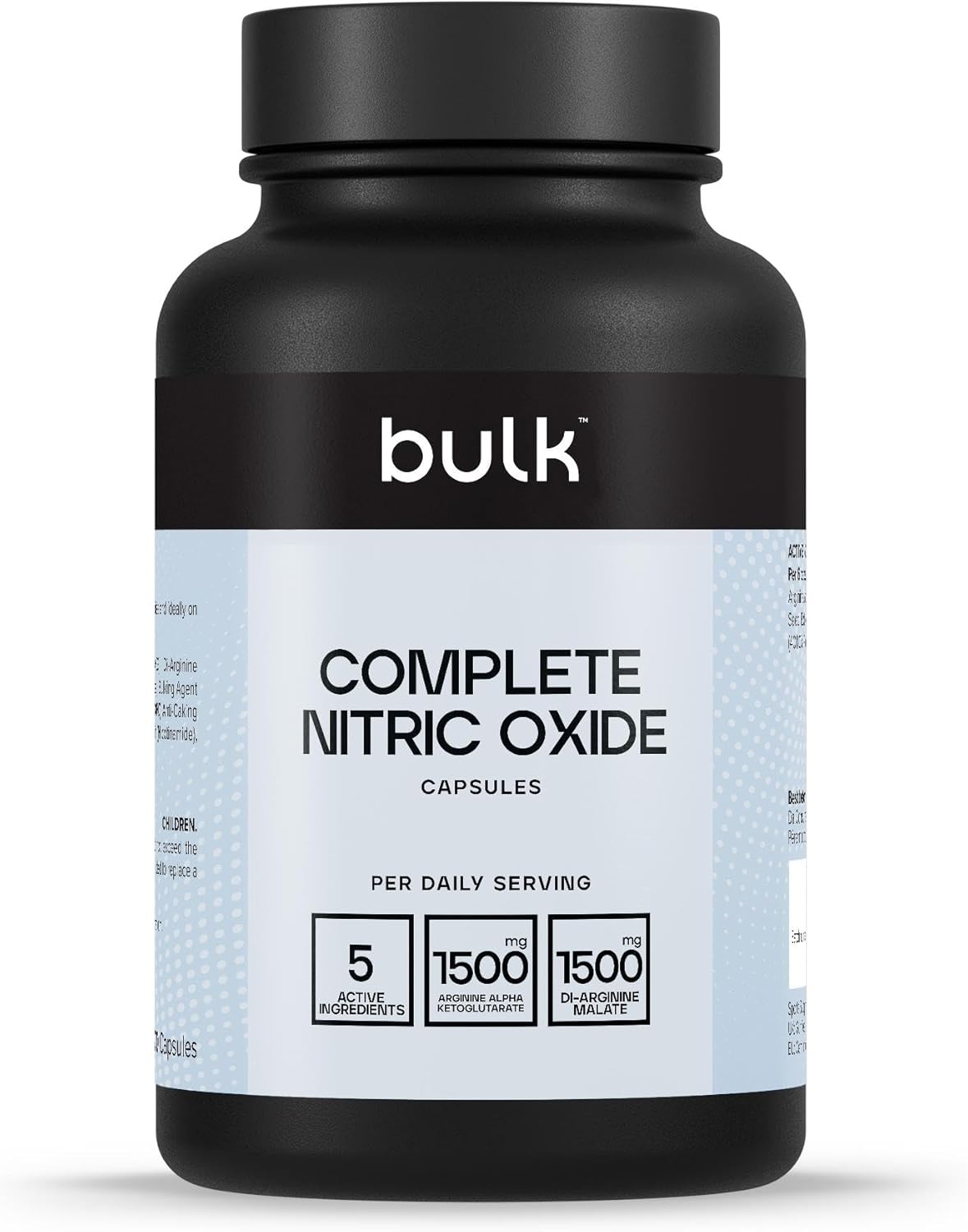 Bulk Complete Nitric Oxide Capsules, Pre Workout, Niacin, Vitamin B12, Arginine (AAKG), Pack of 180, 30 Servings, Packaging May Vary