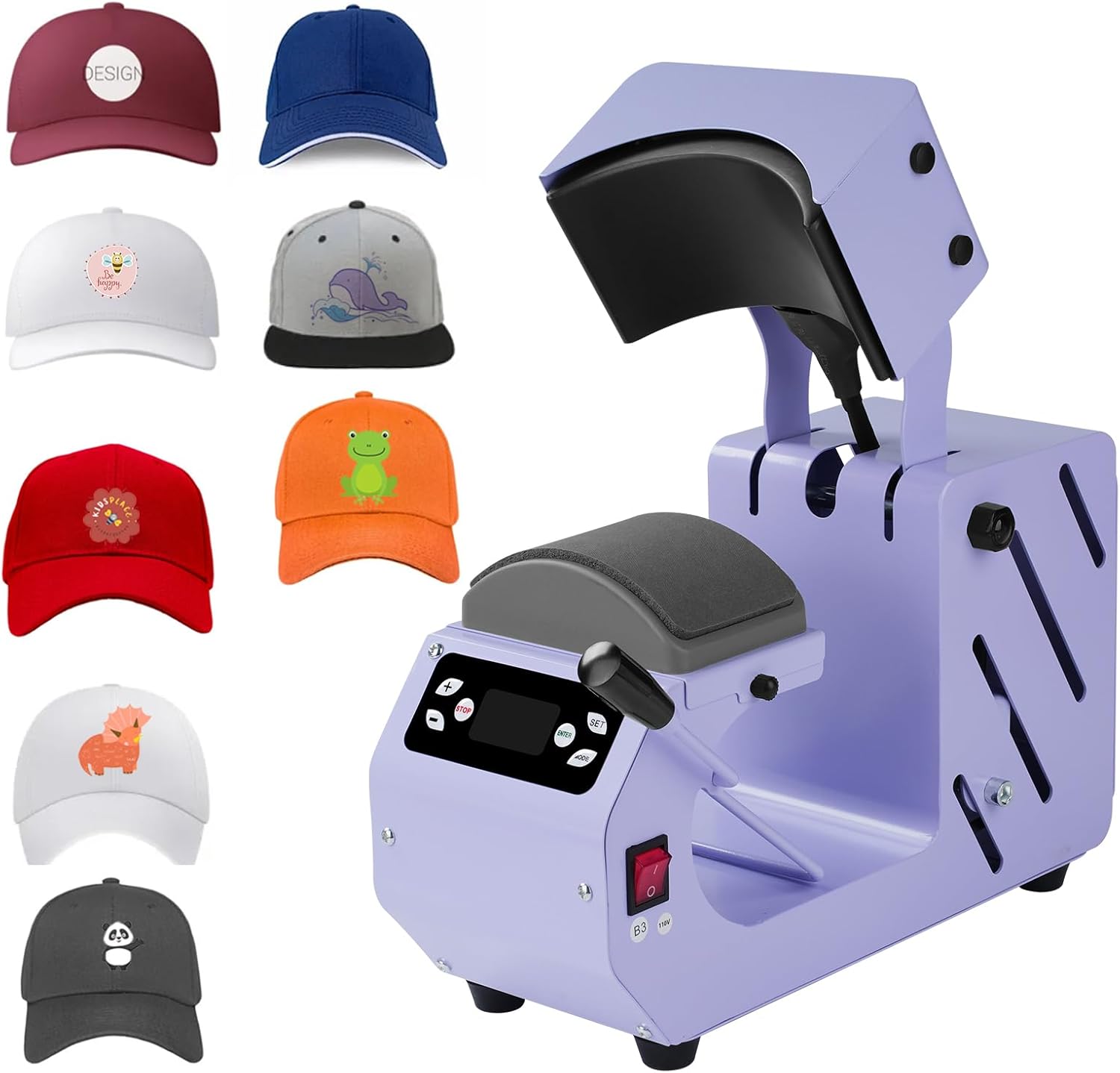 Outbit Hat Press Machine, Automatic Cap Press, Electric Multifunctional Cap Heat Press Machine with LCD Control, Automatic Heat Transfer Sublimation Printing for Vinyl, Sublimation, Heat Transfer