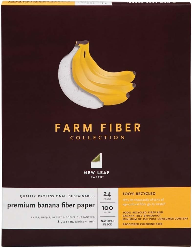 New Leaf Premium Banana Fiber Paper, 100% Recycled, Natural Fleck, 24-Lb, 8.5 x 11 Inches, 100 Count (612-6000)