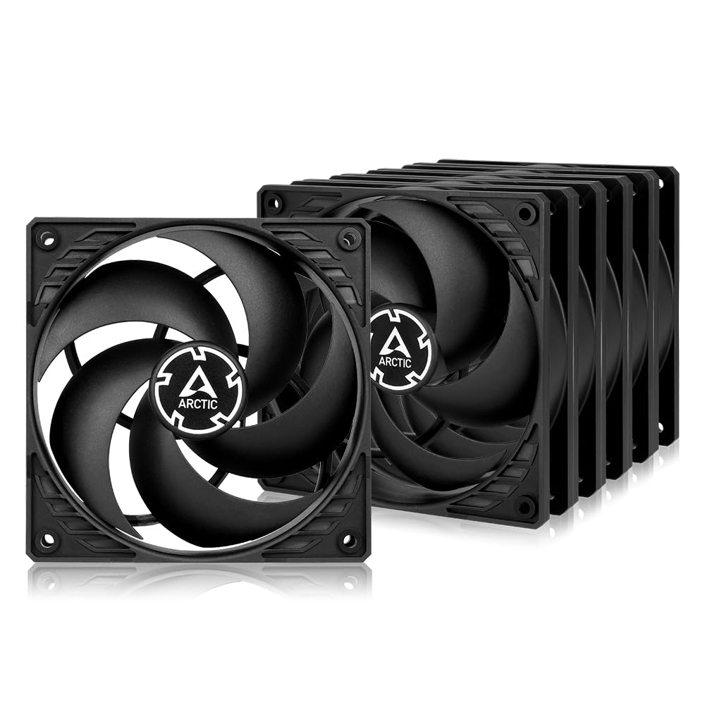 ARCTIC P12 PWM PST (5 Pack) - PC Fans, 120mm Case Fan, PWM Sharing Technology (PST), Pressure-optimised, Quiet Motor, Computer, 200–1800 RPM (0 RPM <5%) - Black
