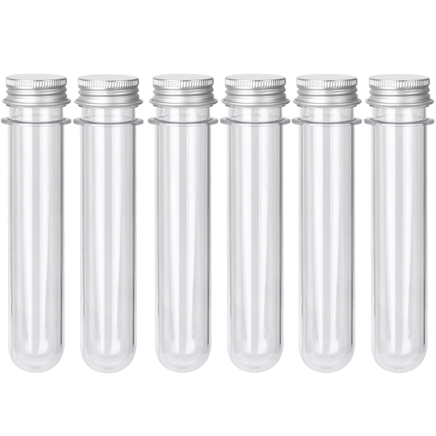 6PCS Plastic Test Tubes with Screw Caps 45ml Clear Tubes for Scientific Experiments, Party Decoration, Sample, Candy, Bath Salt, Storage