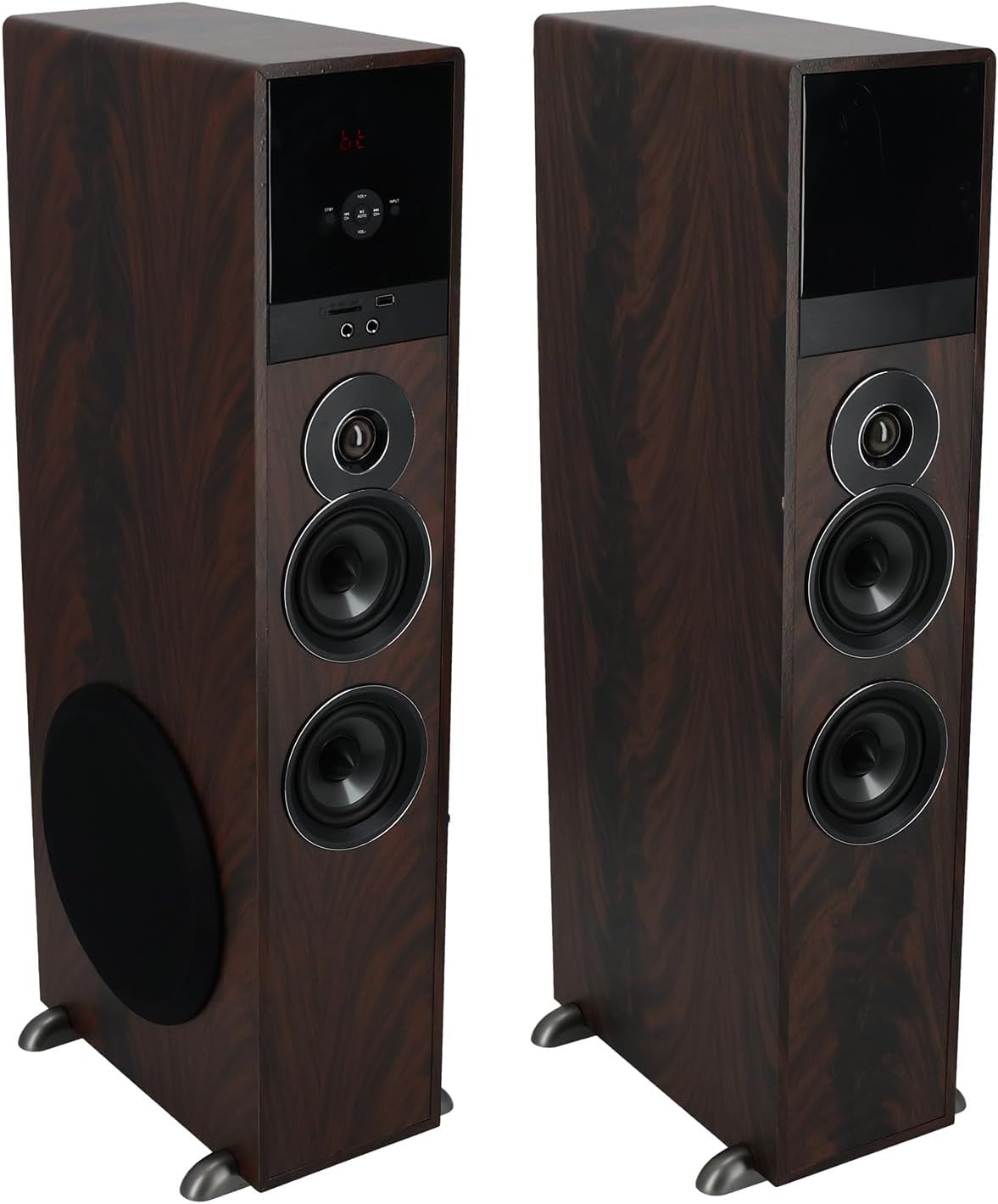 Rockville TM80D Powered Home Theater Tower Speaker System, Dark Wood, 800W, 8" Subwoofers, Bluetooth, USB/SD Playback, FM Radio, Remote Control, Karaoke Ready, Perfect for Home Entertainment