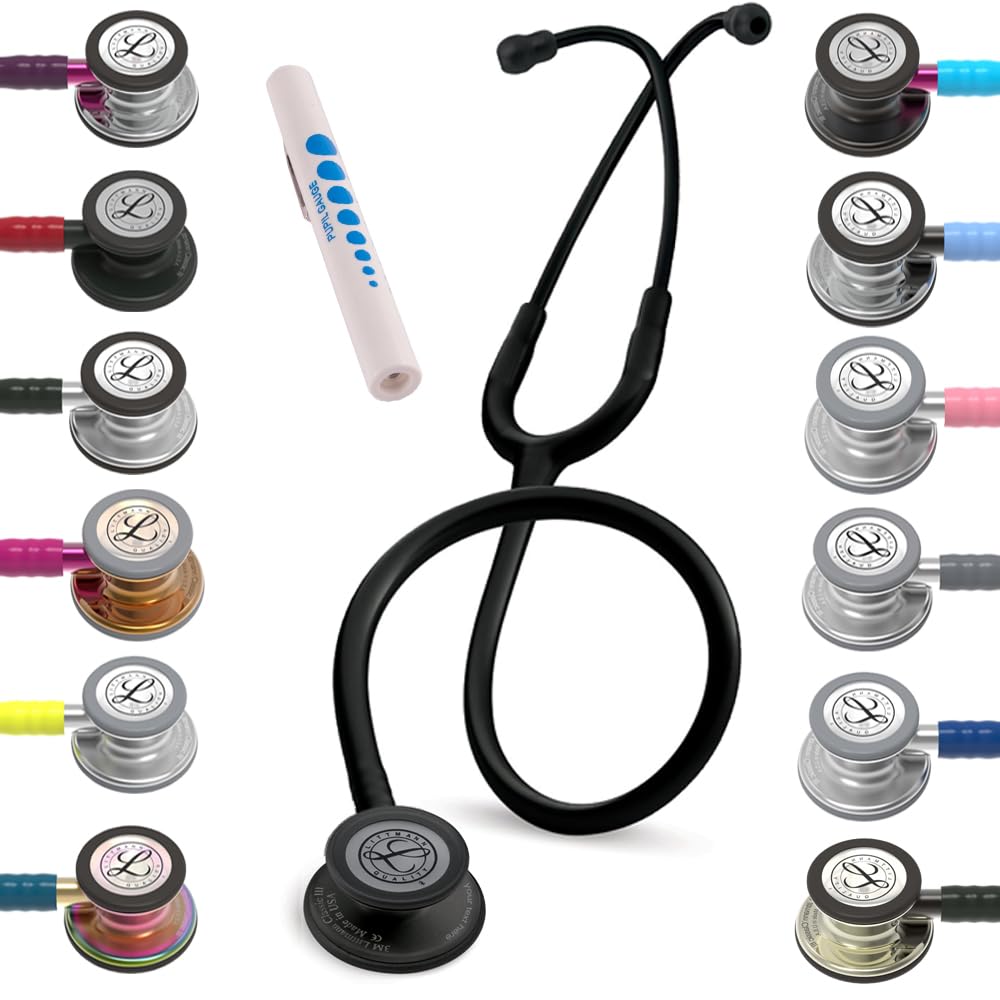 3M Littmann Classic III Stethoscope with FREE Engraving + Penlight (Caribbean Blue/Rainbow Edition)