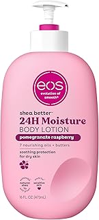 eos Shea Better Body Lotion- Pomegranate Raspberry, 24-Hour Moisture Skin Care, Lightweight & Non-Greasy, Made with Natural Shea, Vegan, 16 fl oz