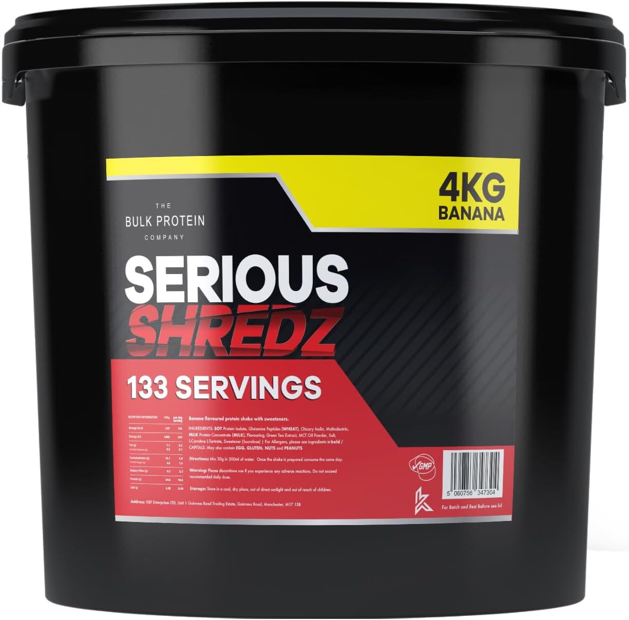 Serious Shredz 4kg – Diet Whey Protein Powder – Contains L-Carnitine L-Tartrate and Green Tea Extract – Supports Lean Muscle Growth, 133 Servings – The Bulk Protein Company (Banana)