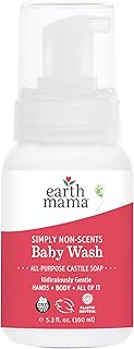 Earth Mama Simply Non-Scents Baby Wash Foaming Hand Soap, Organic Fragrance Free Body Wash, Unscented Body Wash, Castile Soap with Coconut Oil, Shea Butter, Calendula, & Aloe, 5.3floz