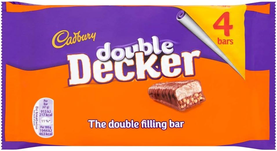 Cadbury Double Decker Chocolate Bar, 4 x 47g