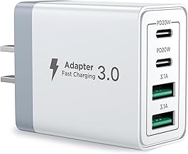 USB C Charger Block, 40W 4-Port Fast Charger 20W Type C Charging Block 3.1A USB Wall Charger Dual Port PD+QC Charging Cube for iPhone 16 15 14 13 12 11 Pro Max XS, iPad, Samsung Phone, Tablet