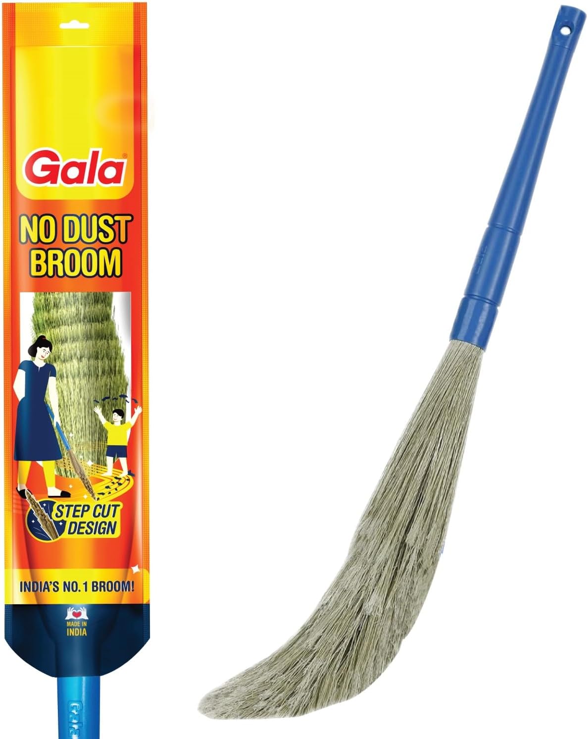Gala No Dust Broom For Floor Cleaning, broom stick for home floor cleaning, Jhadu for home cleaning, Made of washable Fibers (Pack of 1)