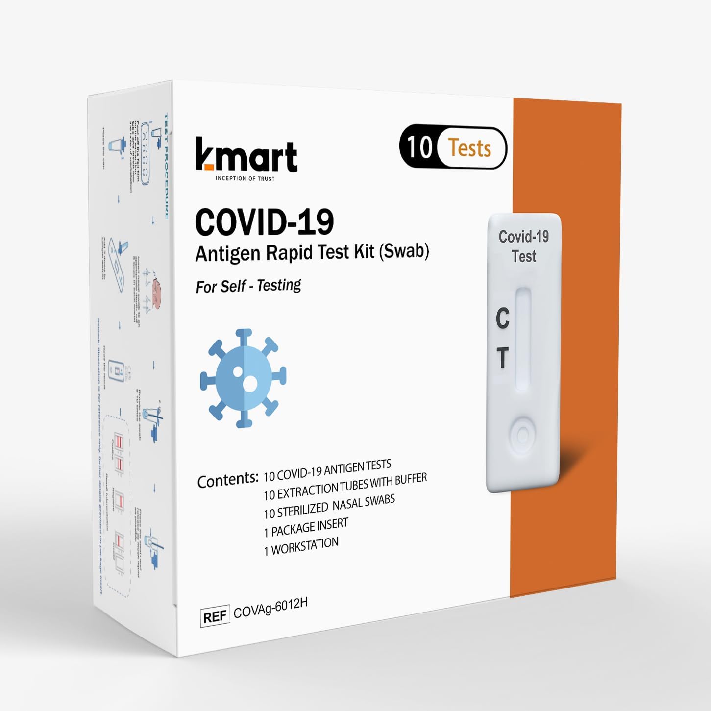 10 Pack Covid 19 Test Kit | Effortless Self-Testing Covid Lateral Flow Test Kit | Rapid Results Within 15 Minute | Detection of SARS-CoV-2 Antigen | Non-Invasive Nasal Swab