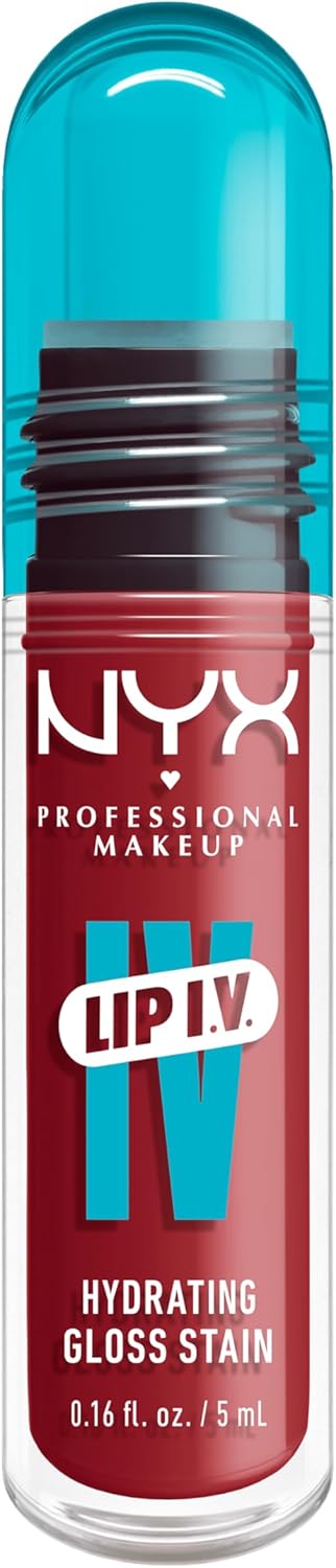 NYX Professional Makeup Lip IV Hydrating Gloss Stain, Lip Gloss, Up to 12HR Hydration, High Pigment, Wet Shine Finish, Bubblegum Burst