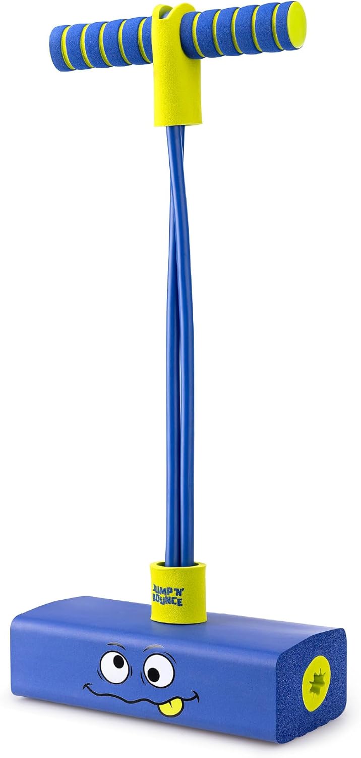 Jump ‘N’ Bouncer Bungee Hopper, Pogo Stick for Kids 3+, Foam Pogo Jumper Stick, Garden Toys Games, Blue