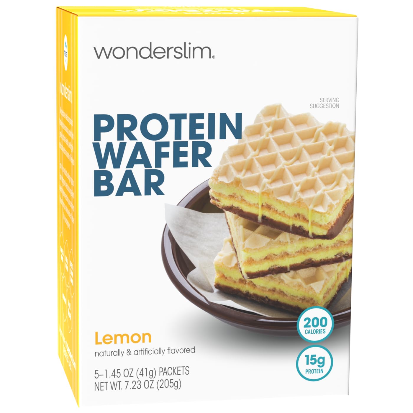 WonderSlim Protein Wafer Snack Bar, Lemon, 200 Calories, 15g Protein, 0mg Cholesterol (5ct)