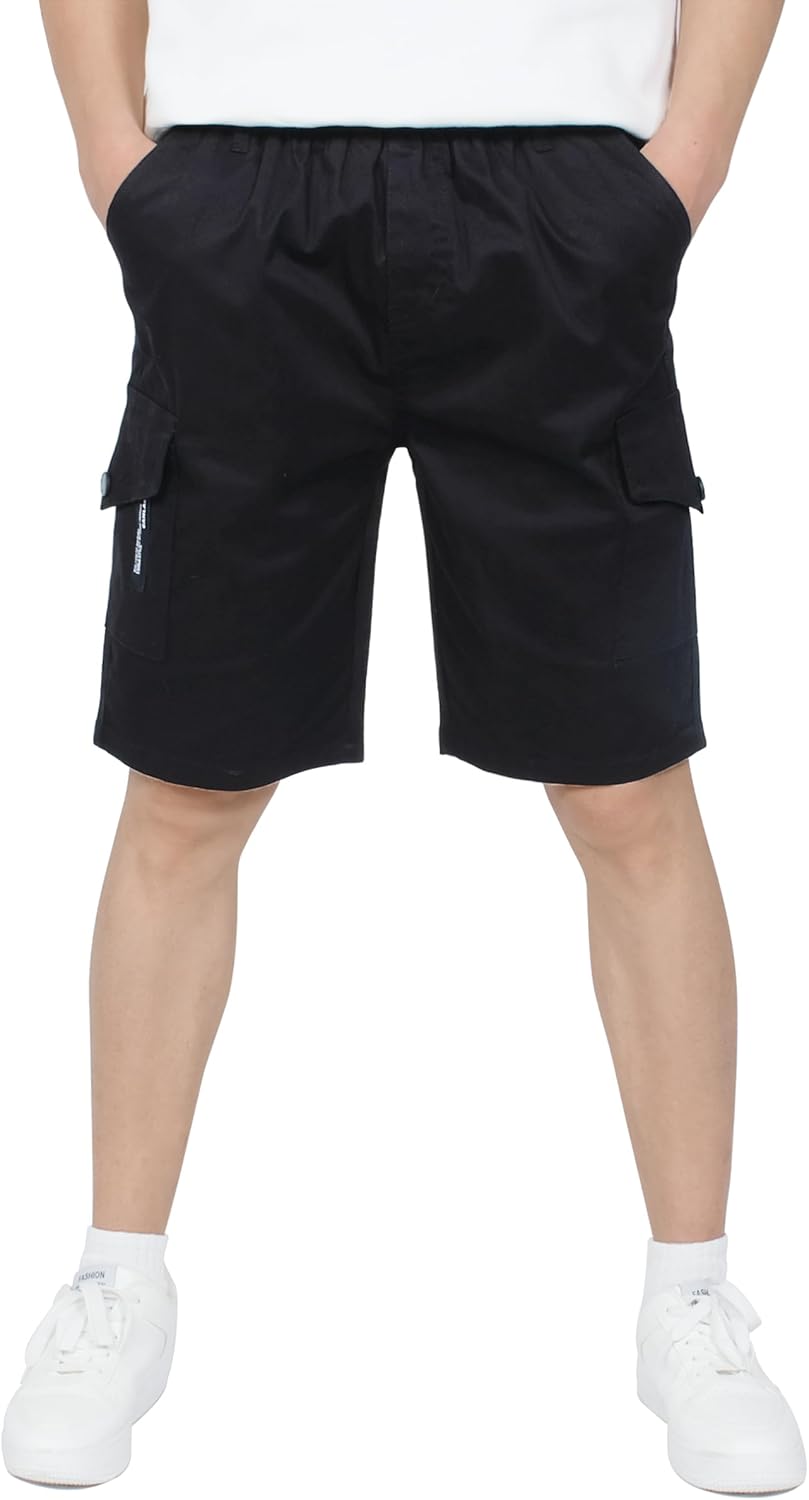 CAMLAKEE Boys Pull On Cargo Shorts Kids Casual Summer Trousers