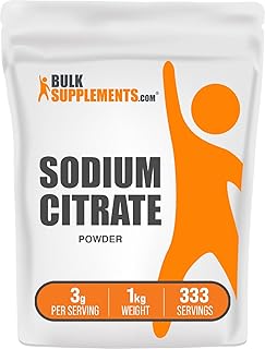 BulkSupplements.com Sodium Citrate Powder - Sodium Citrate Food Grade, Sodium Supplement - Emulsifier, Flavor Enhancer - Gluten Free, 3g per Serving, 1kg (2.2 lbs) (Pack of 1)